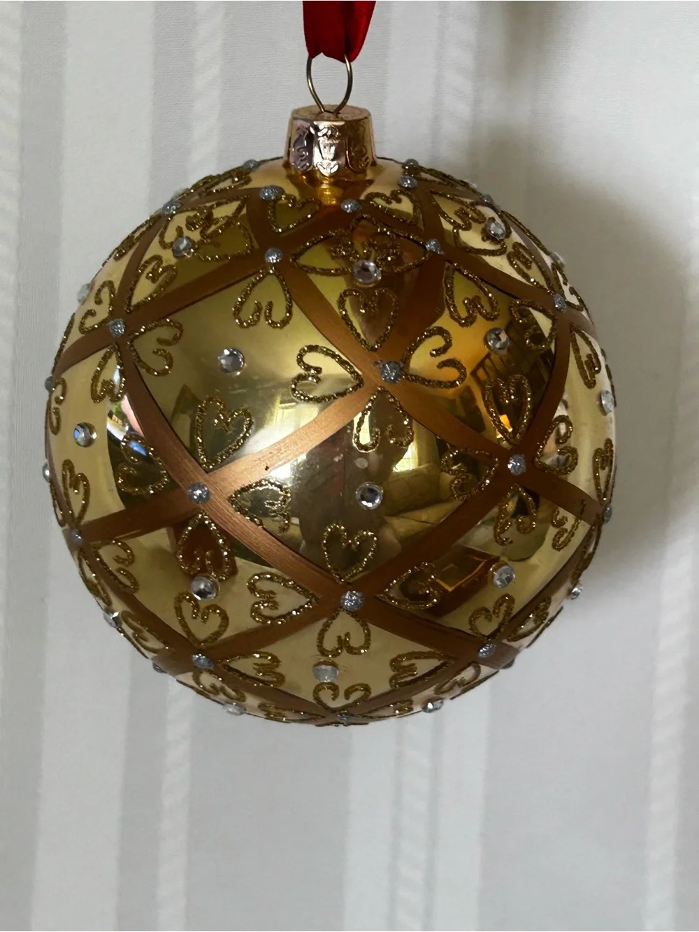Waterford Crystal Holiday Heirlooms Gold Celtic Glass Ball Hand Blown Ornament